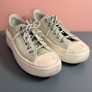 Converse Low-Top Platform Sneakers - Light Sage/Off-White